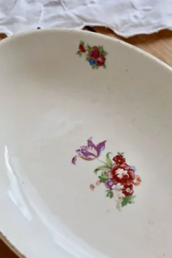 Ravier vintage faïence ivoire Digoin Sarreguemines – Décor fleurettes