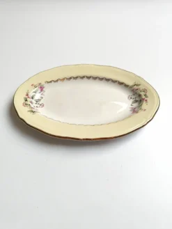 Ravier vintage L'Amandinoise modèle Paola blanc crème fleurs