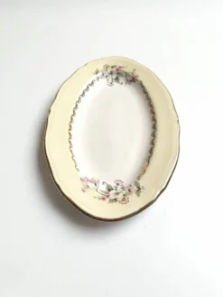 Ravier vintage L'Amandinoise modèle Paola blanc crème fleurs