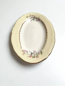 Ravier vintage L'Amandinoise modèle Paola blanc crème fleurs