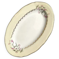 Ravier vintage L'Amandinoise modèle Paola blanc crème fleurs