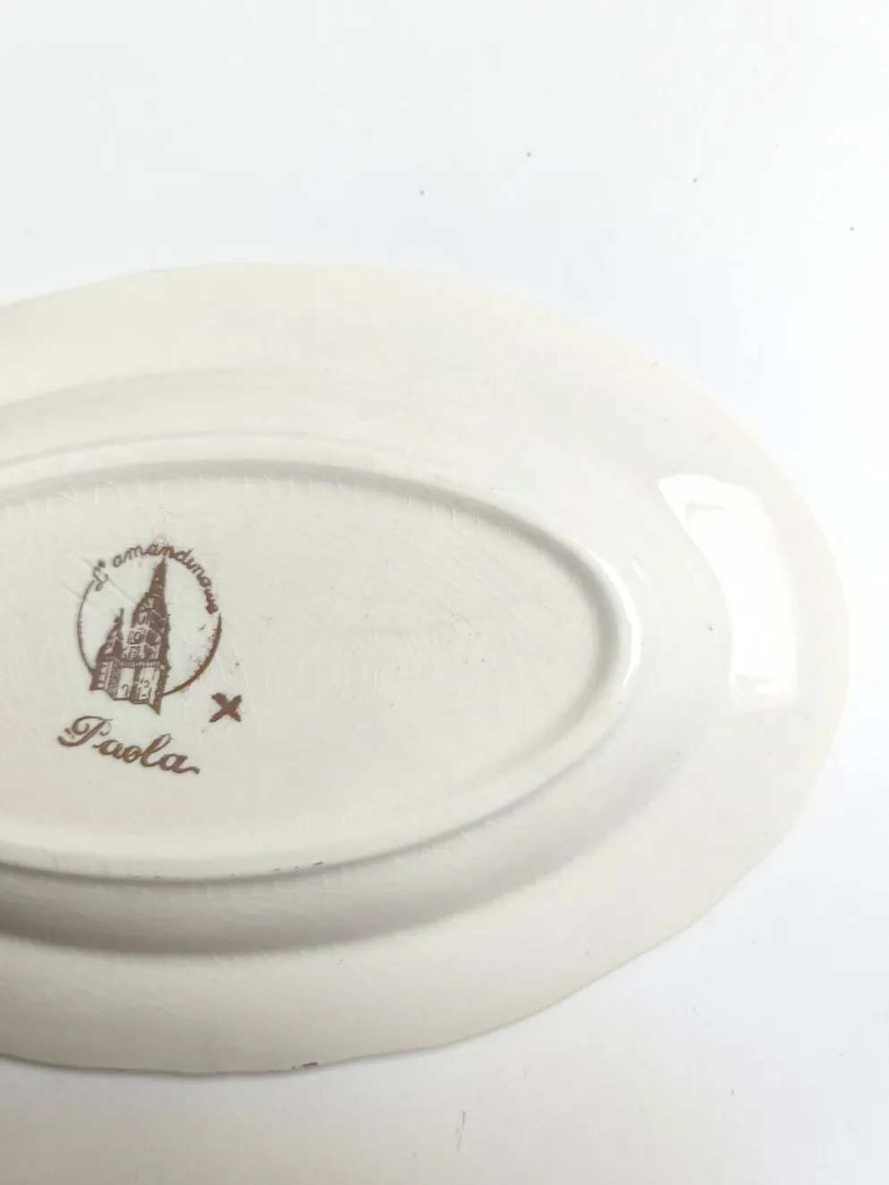 Ravier vintage L'Amandinoise modèle Paola blanc crème fleurs