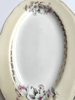 Ravier vintage L'Amandinoise modèle Paola blanc crème fleurs