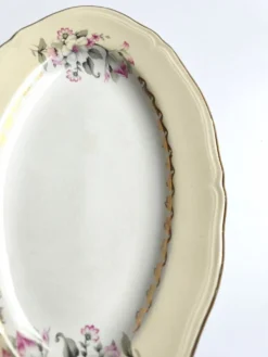 Ravier vintage L'Amandinoise modèle Paola blanc crème fleurs