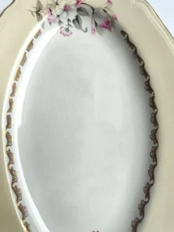 Ravier vintage L'Amandinoise modèle Paola blanc crème fleurs