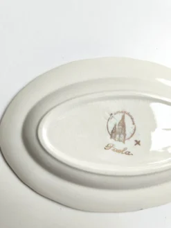 Ravier vintage L'Amandinoise modèle Paola blanc crème fleurs