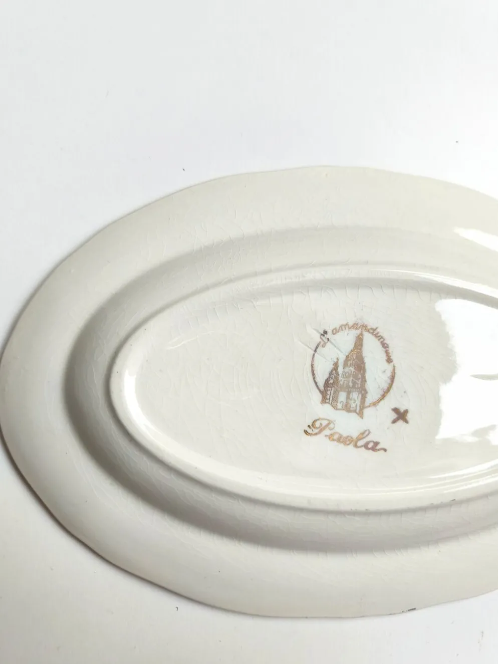 Ravier vintage L'Amandinoise modèle Paola blanc crème fleurs