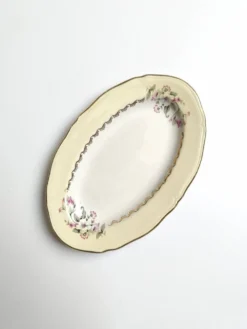 Ravier vintage L'Amandinoise modèle Paola blanc crème fleurs
