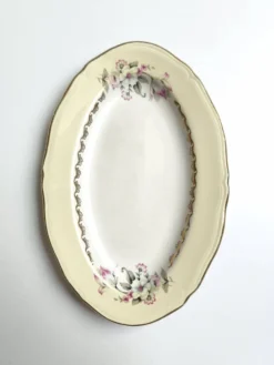 Ravier vintage L'Amandinoise modèle Paola blanc crème fleurs