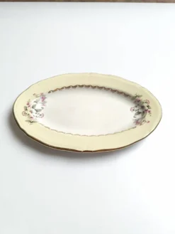 Ravier vintage L'Amandinoise modèle Paola blanc crème fleurs