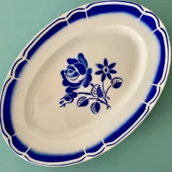 Ravier vintage motif fleurs bleues