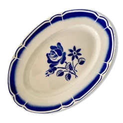 Ravier vintage motif fleurs bleues