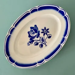 Ravier vintage motif fleurs bleues