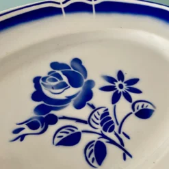 Ravier vintage motif fleurs bleues