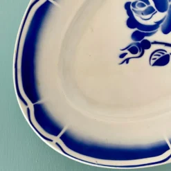 Ravier vintage motif fleurs bleues