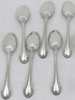 Ravinet d'Enfert 6 cuillères à moka argent massif Minerve, godrons Art Déco