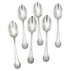 Ravinet d'Enfert 6 cuillères à moka argent massif Minerve, godrons Art Déco