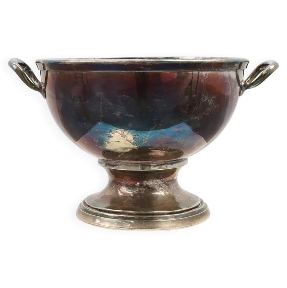 Refroidisseur à champagne en argent massif Art déco avec surface patinée, France années 1920.