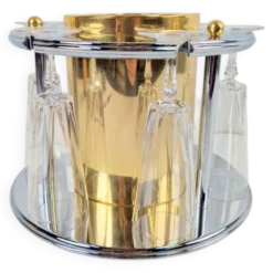 Refroidisseur à champagne en laiton avec porte-verres et flûtes en cristal par Hans Turnwald pour Freddotherm, Allemagne, années 1960, ensemble de 7.