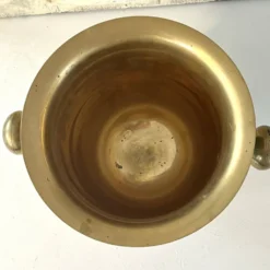 Refroidisseur à champagne vintage en laiton et émail vert cloisonné avec tournesol