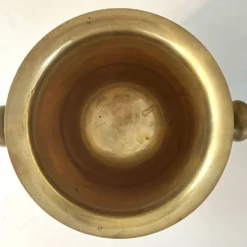 Refroidisseur à champagne vintage en laiton et émail vert cloisonné avec tournesol