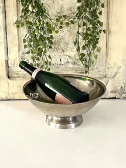 Refroidisseur de Champagne Papillon, Papillon en métal argenté vintage français