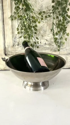 Refroidisseur de Champagne Papillon, Papillon en métal argenté vintage français