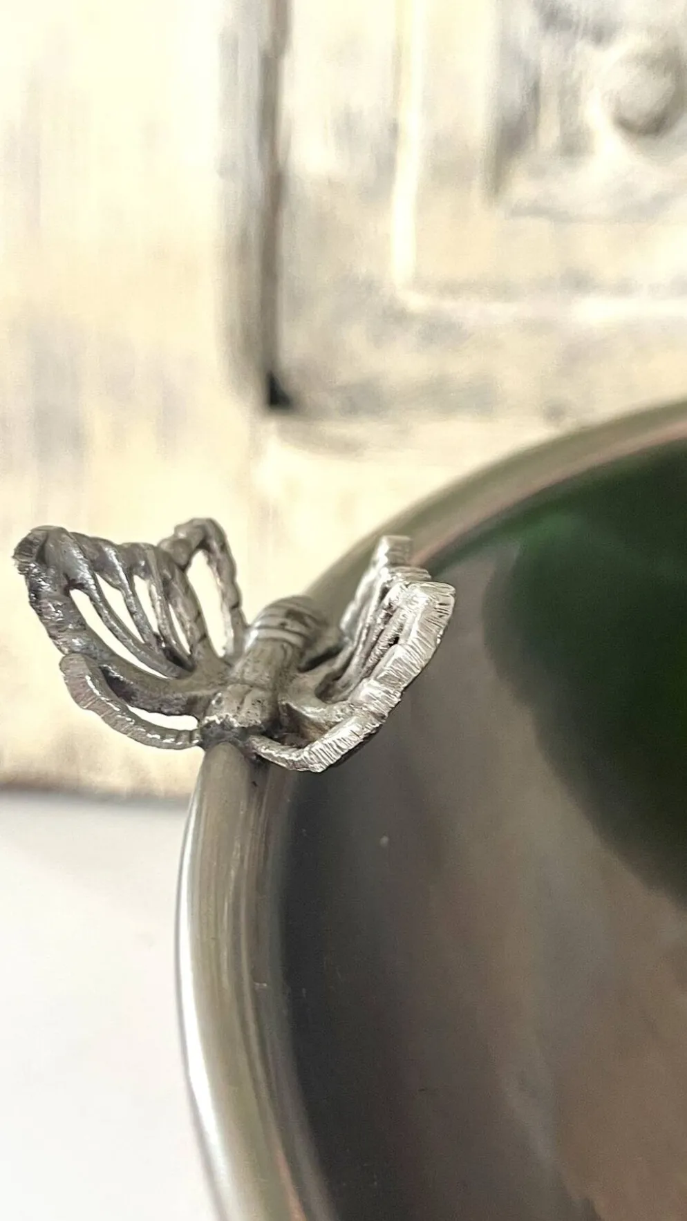 Refroidisseur de Champagne Papillon, Papillon en métal argenté vintage français
