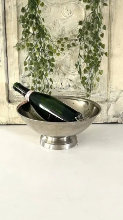 Refroidisseur de Champagne Papillon, Papillon en métal argenté vintage français