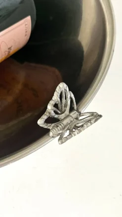 Refroidisseur de Champagne Papillon, Papillon en métal argenté vintage français