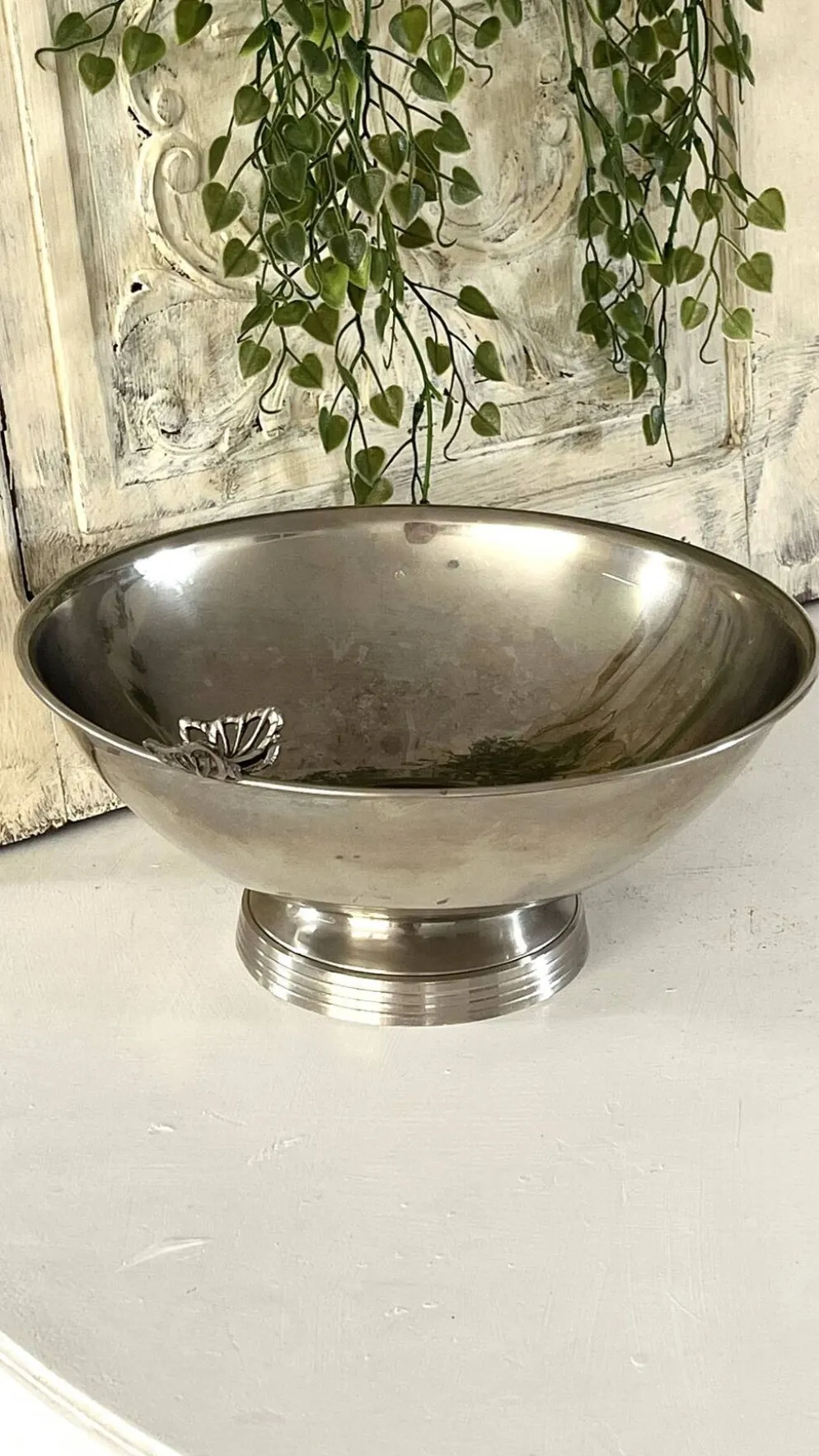 Refroidisseur de Champagne Papillon, Papillon en métal argenté vintage français