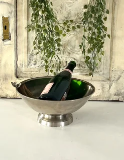 Refroidisseur de Champagne Papillon, Papillon en métal argenté vintage français