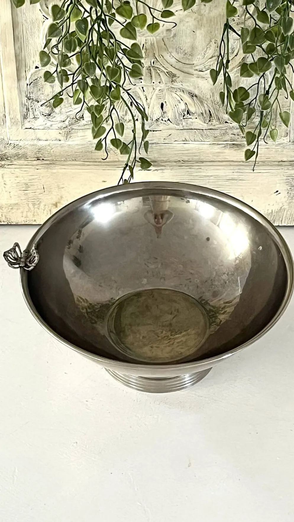 Refroidisseur de Champagne Papillon, Papillon en métal argenté vintage français