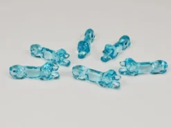 6 repose-couteaux Art déco français en verre bleu clair, années 1930 représentant un teckel ou basset