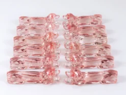 12 Repose-couteaux Chien Teckel Basset Art Déco Français en Verre Rosé, France, Années 1930