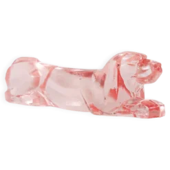 12 Repose-couteaux Chien Teckel Basset Art Déco Français en Verre Rosé, France, Années 1930
