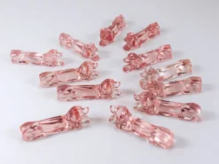 12 Repose-couteaux Chien Teckel Basset Art Déco Français en Verre Rosé, France, Années 1930