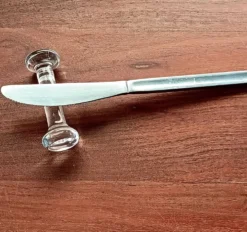 6 repose-couteaux en verre pressé vintage