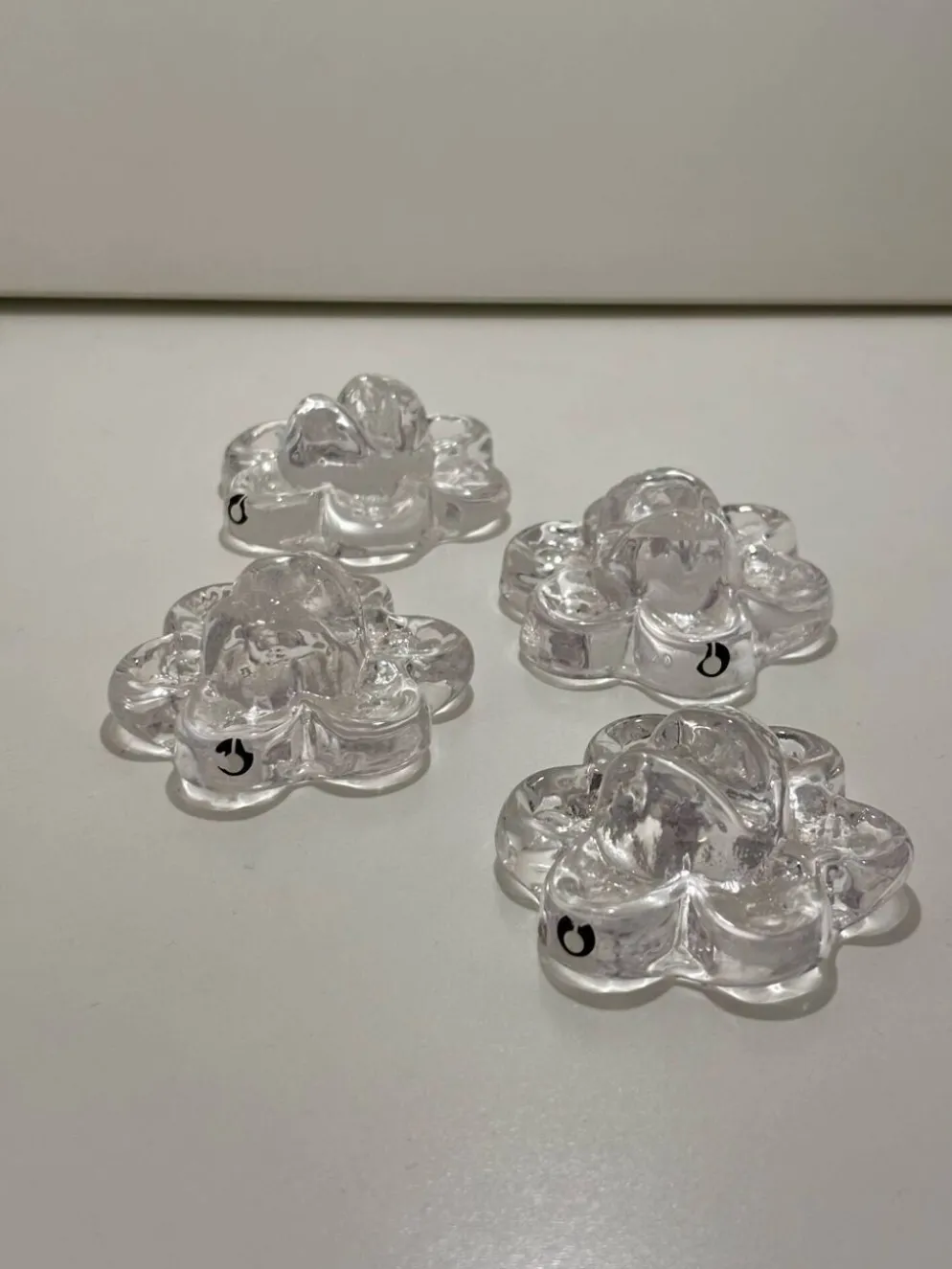 4 Repose-couteaux en verre transparent - Pukkeberg - Suède - 1970