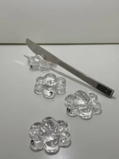 4 Repose-couteaux en verre transparent - Pukkeberg - Suède - 1970