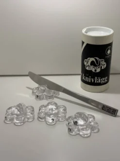 4 Repose-couteaux en verre transparent - Pukkeberg - Suède - 1970