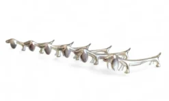 Repose-couteaux vintage, ensemble de six chiens teckels en argent, Italie, 20e siècle
