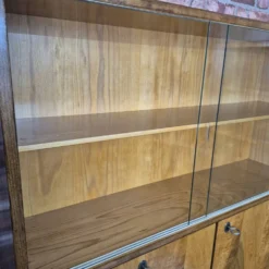 Restored Mid-Century Tapered Highboard Bar Cabinet in Walnut & Mahogany