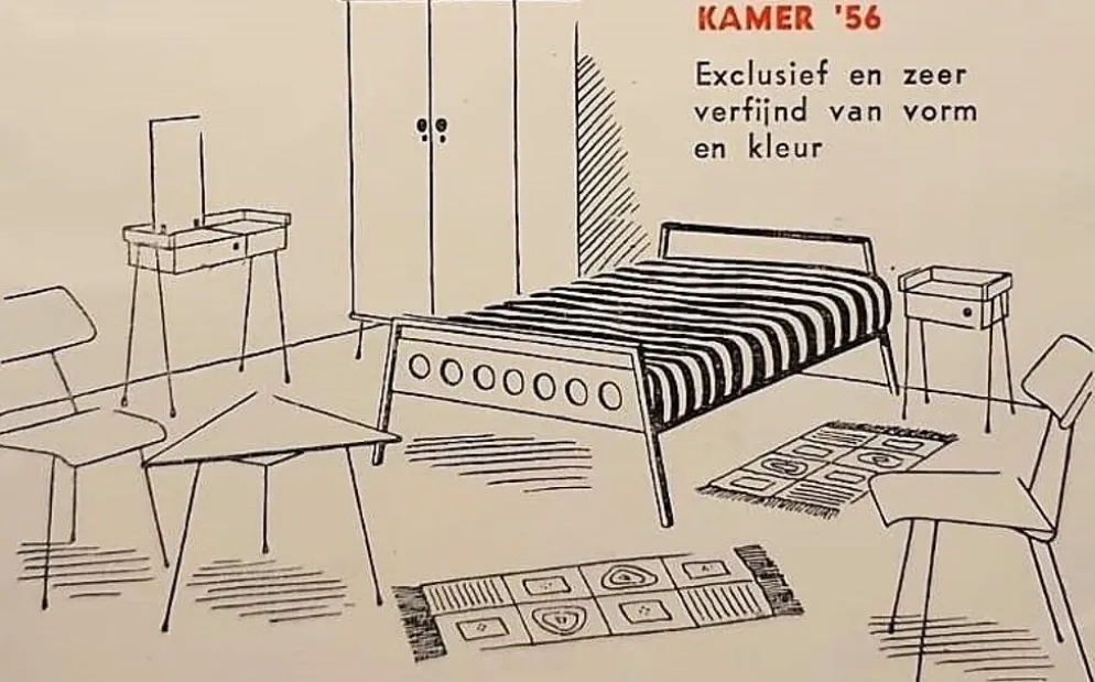 Rob Parry et Emile Truijen Lit, chaise et table de chevet pour la série Dico « Kamer 56 », années 1950