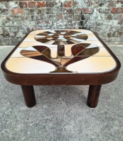 Roger Capron, table basse vintage avec plateau céramique, meuble desig