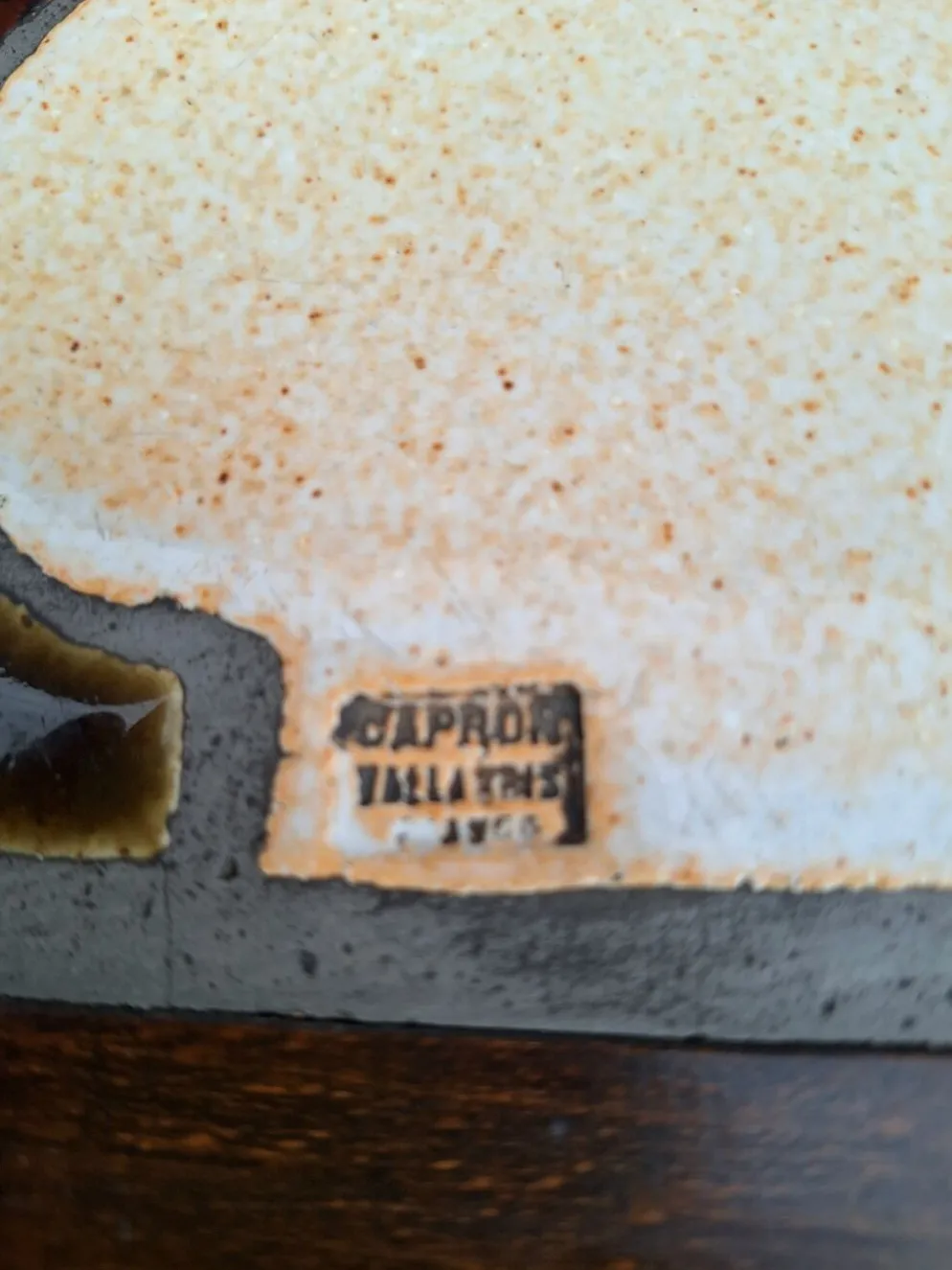 Roger Capron, table basse vintage avec plateau céramique, meuble desig