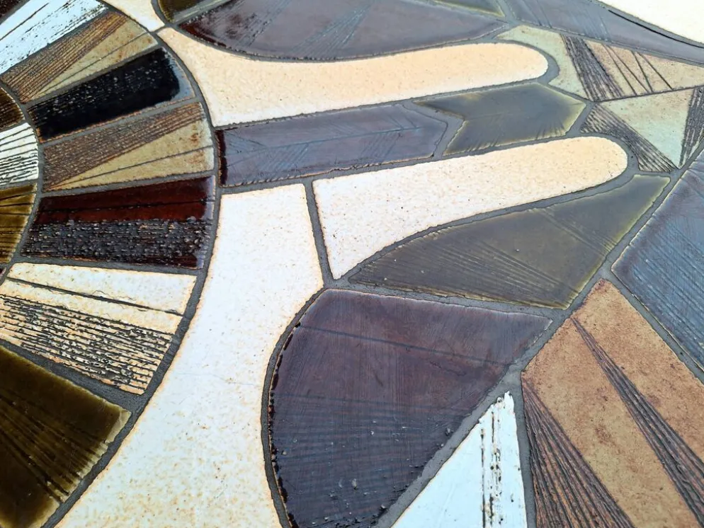 Roger Capron, table basse vintage avec plateau céramique, meuble desig