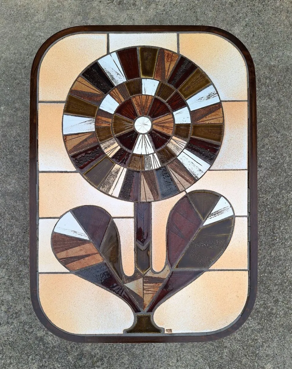 Roger Capron, table basse vintage avec plateau céramique, meuble desig