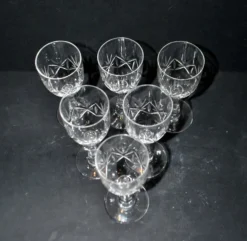 Saint-Louis lot de 6 verres à pied en cristal taillé palmettes 1900 H11.5