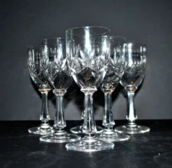 Saint-Louis lot de 6 verres à pied en cristal taillé palmettes 1900 H11.5